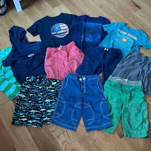 Lot of boys summer clothes, size 6-7, Mini Biden, Hanna Anderson, Gap and more